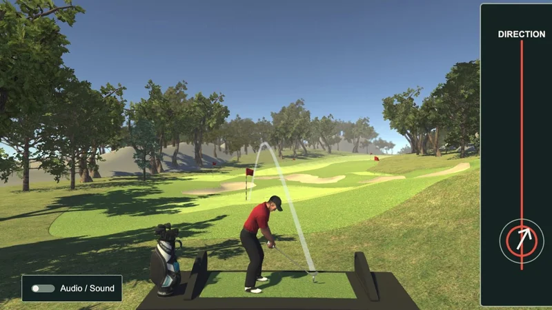 Golf prototype showing the golfer and shot-direction control on the course